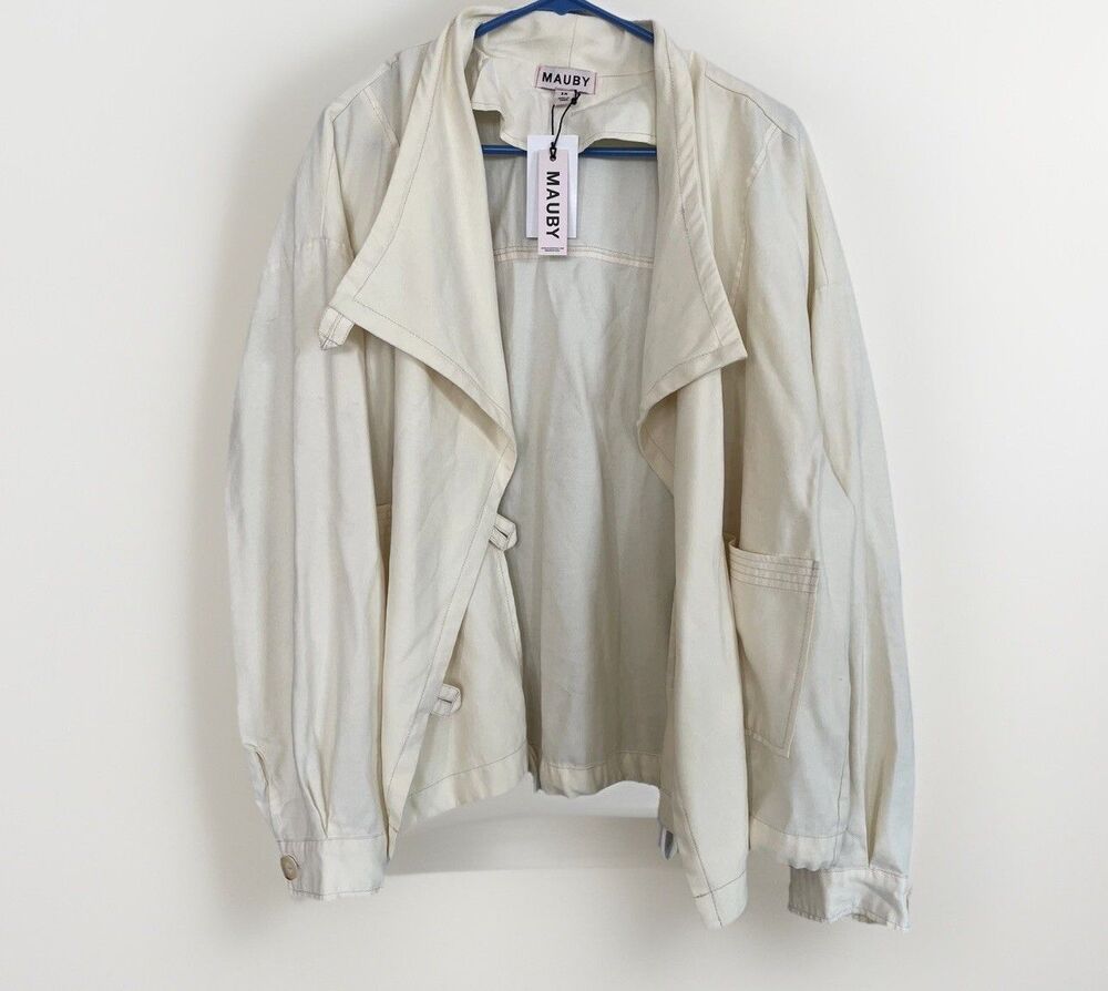 Mauby Moto Jacket Womens Ivory Nordstrom Coat Size 1X NWT Draped $129 Plus Size